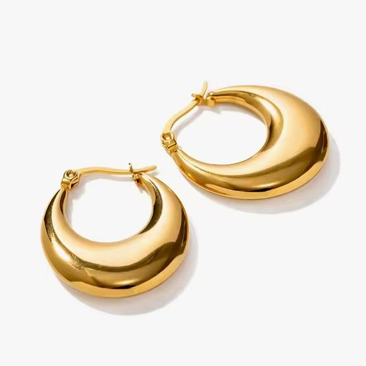 Chunky Moon Design Hoop Earrings