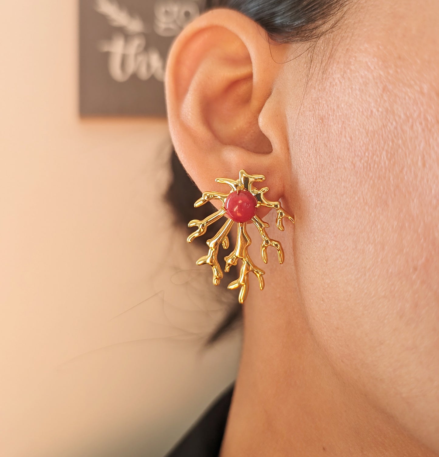 Coral Leaf Earrings