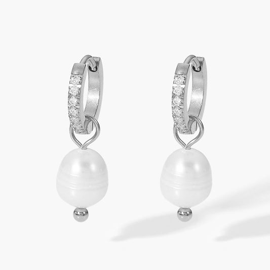 Pearl Dainty Hoop Earrings