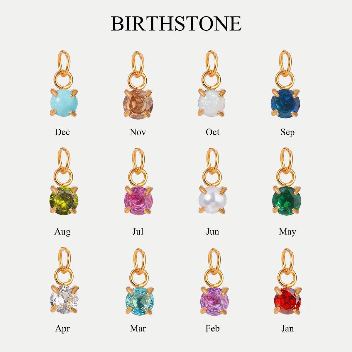 Round Birthstones in Gold