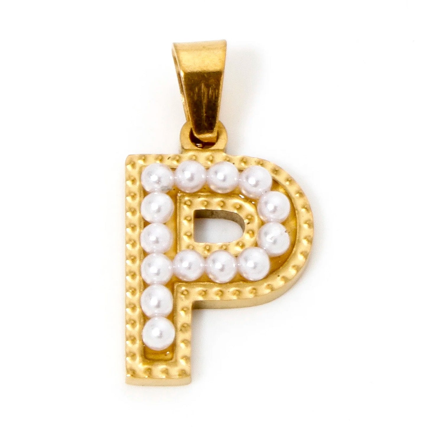 Intial Gold Pearl Charm