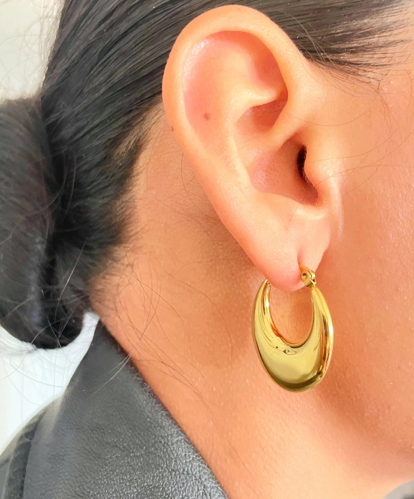 Chunky Moon Design Hoop Earrings