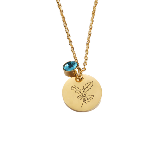 Engraved birthflower Necklace